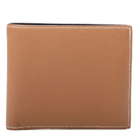 HERMES Epsom MC2 Copernic Compact Colorblock Wallet Gold 